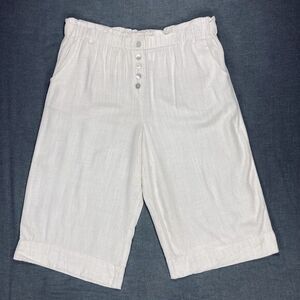 Ruby Rd Capri Pants Sz LP Ivory Elastic Waist Pockets Cottage Core Beachy Casual